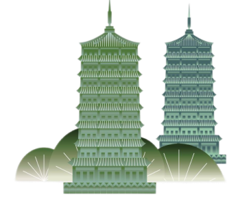 双塔插画